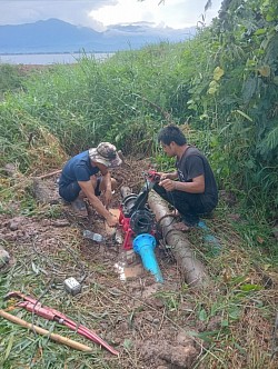 เชื่อมท่อ HDPE  ของระบบสูบน้ำโรงพยาบาลพะเยา
