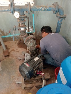 งานซ่อมบำรุง ปั๊มสูบน้ำ ส่วนงานกรองน้ำ โรงพยาบาลพะเยา